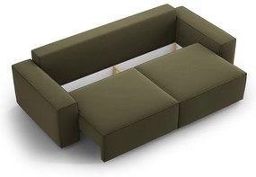 Canapea verde extensibilă/cu spațiu de depozitare cu tapițerie din catifea 247 cm Jodie – Micadoni