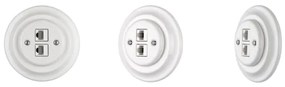 Bohemia-Design - Priză de rețea retro din porțelan cu ramă, 2x CAT5e, alb