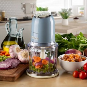 Tocator alimente Ariete VINTAGE 0438/05, 400W, 600 ml, 2 viteze, Otel inoxidabil, Albastru