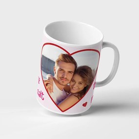 Cana Ceramica Cupluri - Valentine's Day / Dragobete, Personalizata, Alba, 380 ml