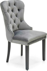 Scaun tapitat dining MIYA, gri/negru, stofa catifelata, 54x60x100 cm