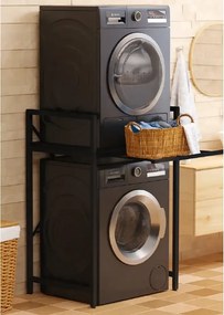 Suport raft pentru mașină de spălat și uscător cu sertar,negru