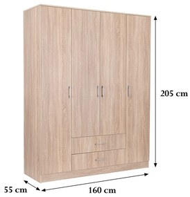 Dulap Miami 160x205 cm stejar sonoma-stejar sonoma