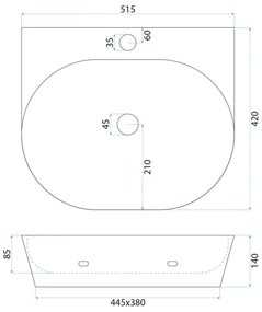Lavoar ceramic pentru blat REA Kim 52