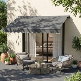 Outsunny Markiză cu brațe articulare 350 x 300 cm, markiză cu manivelă &amp; suport de perete inclus, unghi reglabil | Aosom Romania