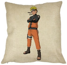 Perna Decorativa cu Naruto, 40x40 cm, Husa Detasabila, Burduf