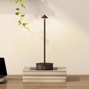 HOMCOM Lampă de Masă Reîncărcabilă cu USB, Lampă Fără Fir cu Temperatura Culorii Reglabilă 3000K/4500K/6500K, Control Touch, Autonomie 4-8 Ore, Cafea | Aosom Romania