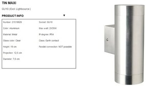 Aplica de perete exterior dubla IP54 Tin Maxi aluminiu 21519929 NL