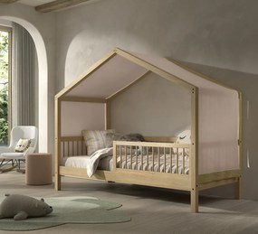 Pat Casă Forrest Beech 90x200 cm, pentru Camera Copii, din Lemn de Fag, cu Protecție Suplimentară și Set Textil – Vipack