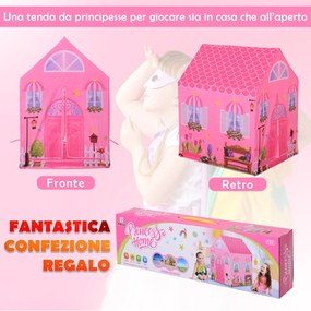 Cort Princess Play HOMCOM pentru Fete de peste 3 ani pentru Interior si Exterior Roz 93 x 69 x 103 cm | Aosom RO