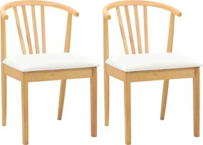 vidaXL Scaun de sufragerie 2 pcs Natural și Alb Lemn de cauciuc solid