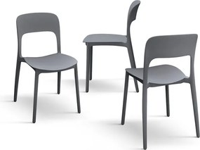 Set 4 scaune ROSINNA -POLIPROPILENA- HORECA - GRI - 4 BUCATI