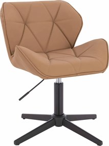 HR111CROSS Scaun Caramel Piele Ecologica Premium Soft cu Bază Neagră