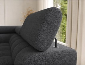 Colțar gri închis extensibil cu tapițerie din țesătură bouclé (cu colț pe partea dreaptă/în formă de "U") Feraria – ELTAP