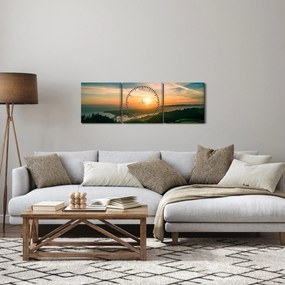 Tablou cu soarele răsărind deasupra mării (cu ceas) (90x30 cm)