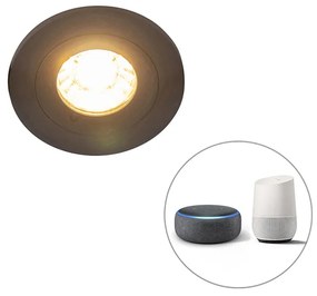 Spotlight modern inteligent cu instalare îngropată rotund negru, inclusiv WiFi GU10 IP54 - Xena