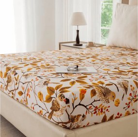 Cearsaf din microfibra BIRDS PUMPKIN maro 90x200 cm