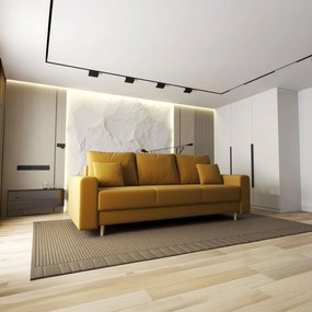 Canapea extensibilă dumonde cu ladă de depozitare si sezut confortabil din spuma high-density, Kronos Royal Mustar 210x100 cm