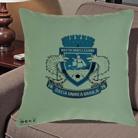 Perna Personalizata Dacia Unirea Braila 1919 Fotbal, 40x40 cm, Verde, Husa Detasabila, Perna Inclusa, BEKZ®