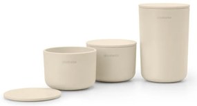Set 3 recipiente depozitare Brabantia ReNew 1006269, 3 cutii, Fund moale anti-alunecare, Bej