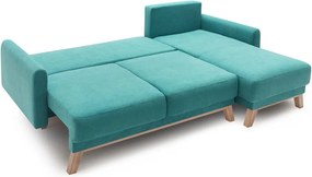 Colțar extensibil cu șezlong pe partea dreaptă Bobochic Paris Balio, turcoaz