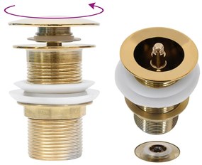 Chiuveta baie robinet si scurgere tip push, transparent sticla Transparent, Robinet auriu