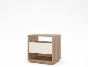 Noptieră crem/în culoare naturală cu aspect de lemn de stejar Dennis – Marckeric