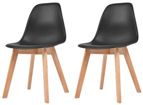 vidaXL Scaune de bucătărie, 2 buc., negru, plastic