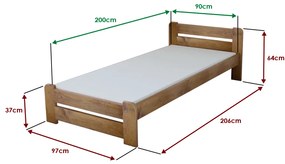 Pat Laura 90x200 cm, stejar Saltele: Fara saltea, Somiera pat: Cu lamele drepte