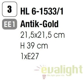 Pendul design rustic Frano Latern HL 6-1533/1 Antik/gold OR