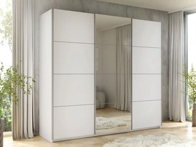 Dulap de haine cu uși culisante Artaman 250 (Alb) (cu oglindă). 1105686