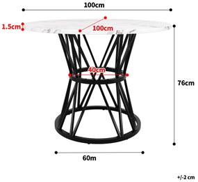 Masă rotundă pentru 4 persoane, Alb+Negru | Aosom Romania