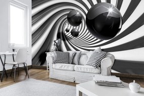Fototapet - 3D tunel alb negru (254x184 cm)