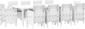 vidaXL Set de masă pentru grădină 11 pcs Alb Polipropilenă