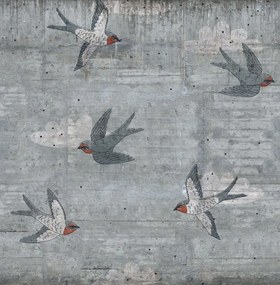 Fototapet, Concrete Art, Swallow, Rebel Walls