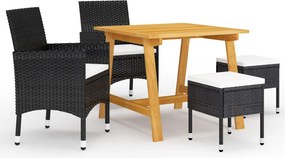 vidaXL Set mobilier de grădină, 5 piese, negru