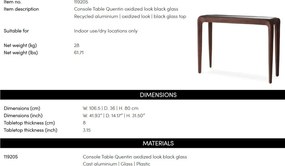 Consola LUX, Aluminiu Reciclat, Sticla Neagra, Quentin