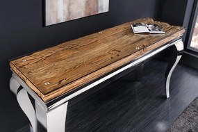 Consola, Lemn de Tec, Sticla, Otel Crom, MODERN BAROCK BARRACUDA 140cm