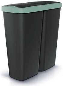 Coș de gunoi DUO negru, 50 l, verde/negru