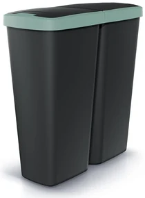 Coș de gunoi DUO negru, 50 l, verde/negru