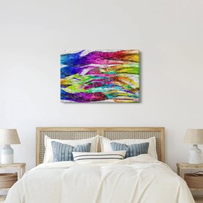 Tablou - Zid de cărămidă cu flăcări colorate (90x60 cm)
