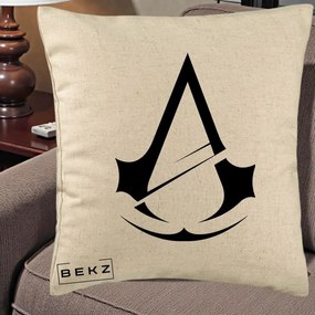 Perna Personalizata Assassin's Creed Minimalist, 40x40 cm, Bej, Husa Detasabila, Perna Inclusa, BEKZ®