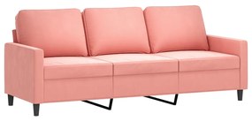 348758 vidaXL Canapea cu 3 locuri, roz, 180 cm, catifea