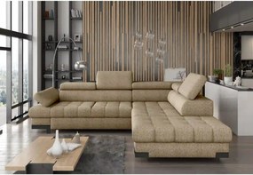 Coltar extensibil SELVA L, sezlong dreapta, stofa catifelata bej - Riv