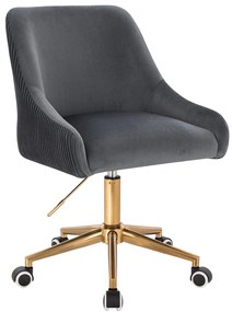 HR920K Scaun Grafit din Catifea cu Bază Aurie