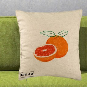 Perna Decorativa Grepfrut Citrus, 40x40 cm, Bej, Husa Detasabila, Perna Inclusa, BEKZ®