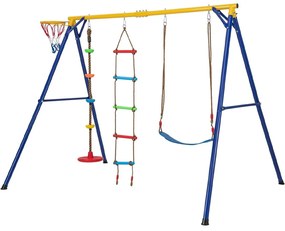 Set leagăne 4 în 1 cu panou de baschet