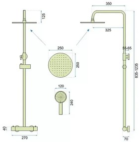 Coloana de dus cu termostat Rea Vincent palarie 1 functie negru mat