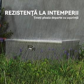 HOMCOM Cutie de Scule din Aluminiu cu Lacăt și 2 Chei, Mânere Laterale, Cutie de Depozitare 43L Rezistentă, Ideală pentru Camioane, Autorulote, Remorci, 76.2x33x24.4cm, Argintiu | Aosom Romania
