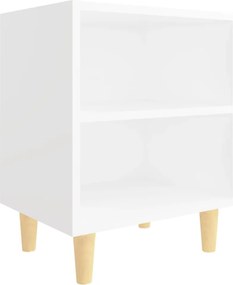 vidaXL Noptieră cu picioare din lemn masiv, alb, 40x30x50 cm